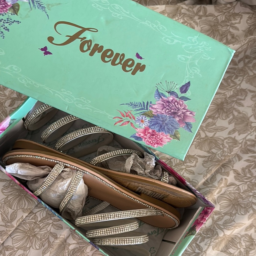 Forever 21 Silver Strappy Sandals